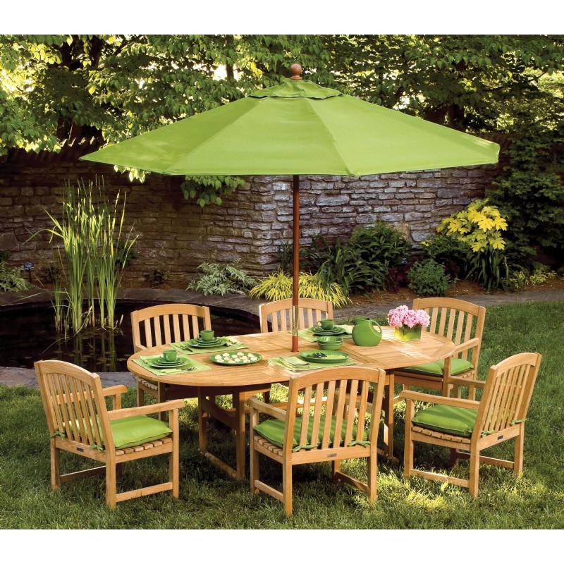 Wood Patio Furniture Sets on Patio Dining Sets   Chadwick Wood Oblong Patio Dining Set 7 Piece
